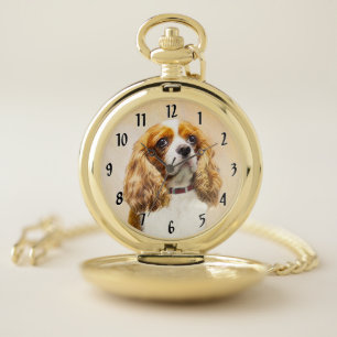 Cavalier King Charles Spaniel Original Painting Pocket Watch