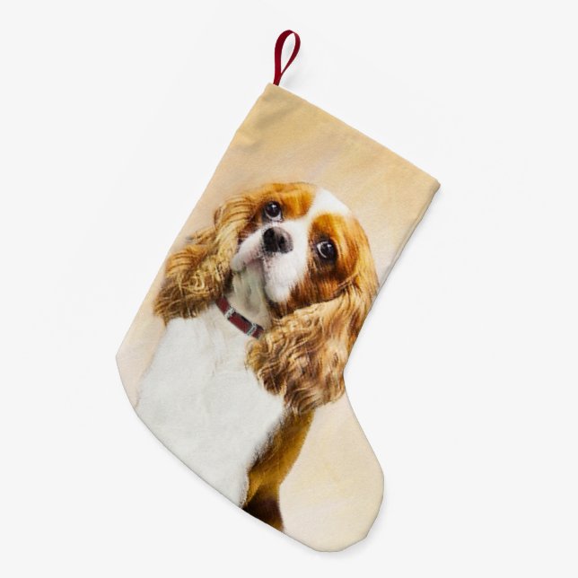 Cavalier King Charles Spaniel Original Painting Small Christmas Stocking (Front (Hanging))