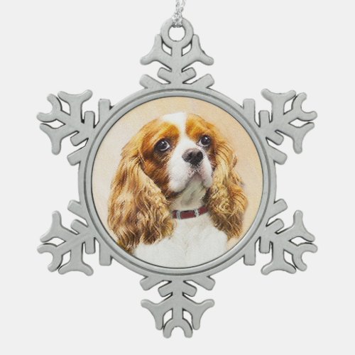 Cavalier King Charles Spaniel Original Painting Snowflake Pewter Christmas Ornament