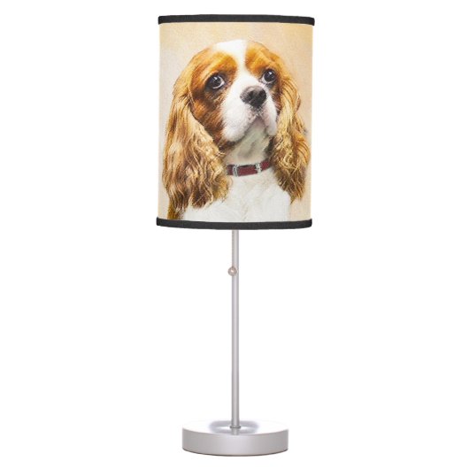 Cavalier King Charles Spaniel Original Painting Table Lamp (Front)