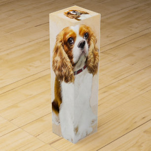 Cavalier King Charles Spaniel Original Painting Wine Box
