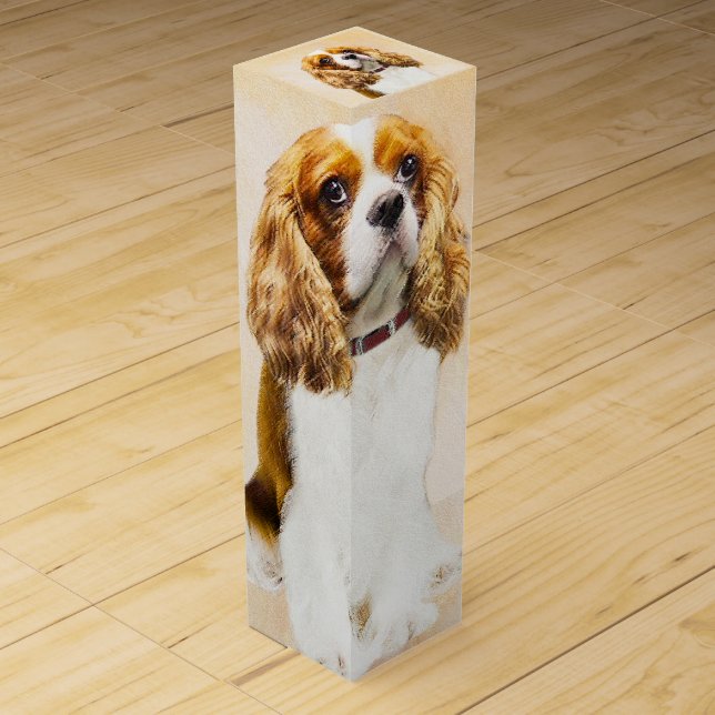 Cavalier King Charles Spaniel Original Painting Wine Box (Front)