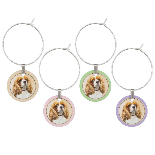 Cavalier King Charles Spaniel Original Painting Wine Charm (Staggered)
