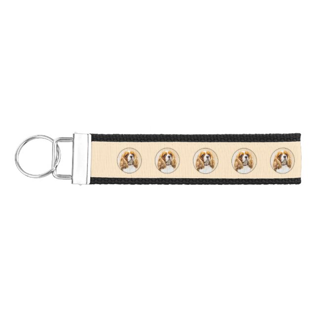 Cavalier King Charles Spaniel Original Painting Wrist Keychain (Keys on Left)