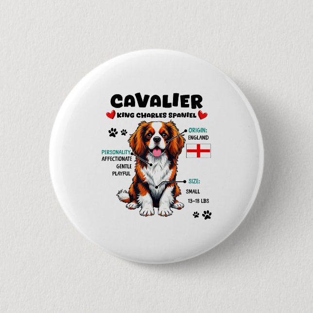 Cavalier King Charles Spaniel Owner Funny Dog Love Button (Front)