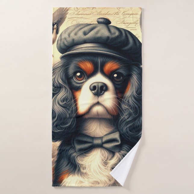 Cavalier King Charles Spaniel Painting Bath Towel (Bath Towel)