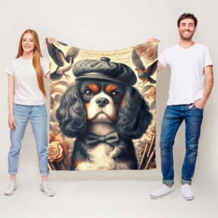 Cavalier King Charles Spaniel Painting Fleece Blanket