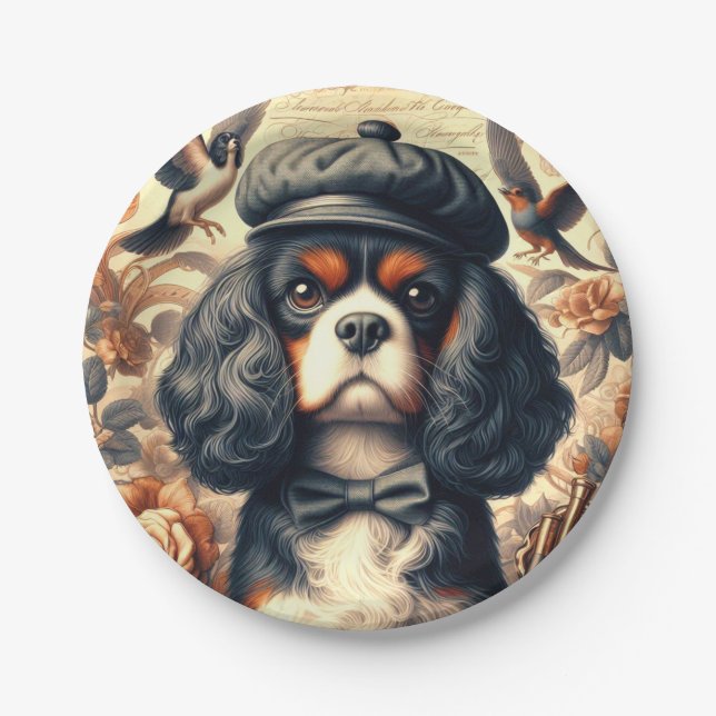 Cavalier King Charles Spaniel Painting Paper Plates (Front)