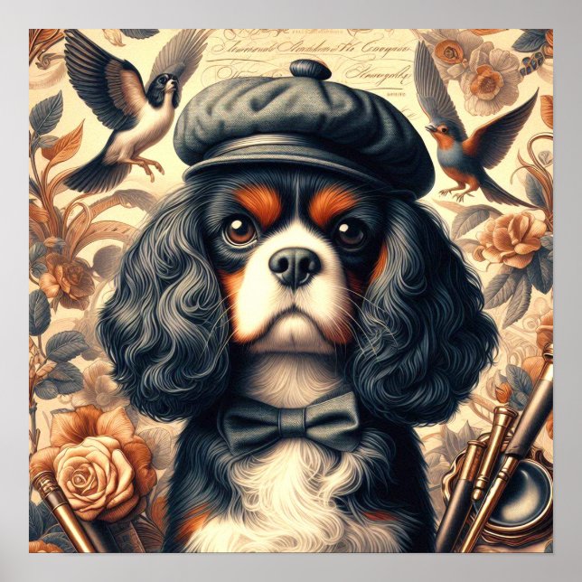 Cavalier King Charles Spaniel Painting Poster (Front)