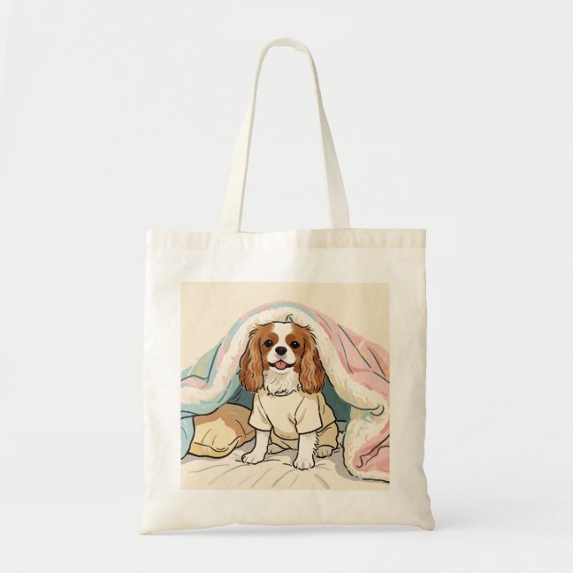 Cavalier King Charles Spaniel Pajama Blanket Fort  Tote Bag
