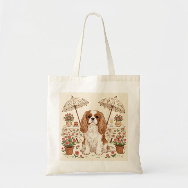 Cavalier King Charles Spaniel Parasol Garden Party Tote Bag