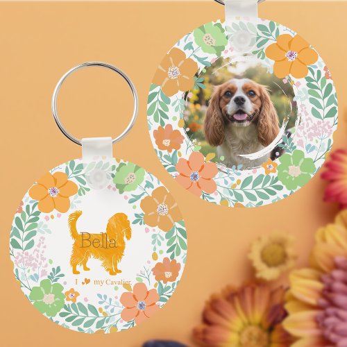 Cavalier King Charles Spaniel Pastel Orange Flower
