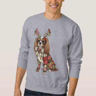 Cavalier King Charles Spaniel Patchwork Christmas Sweatshirt