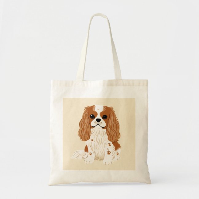 Cavalier King Charles Spaniel Paw Print Painting T Tote Bag