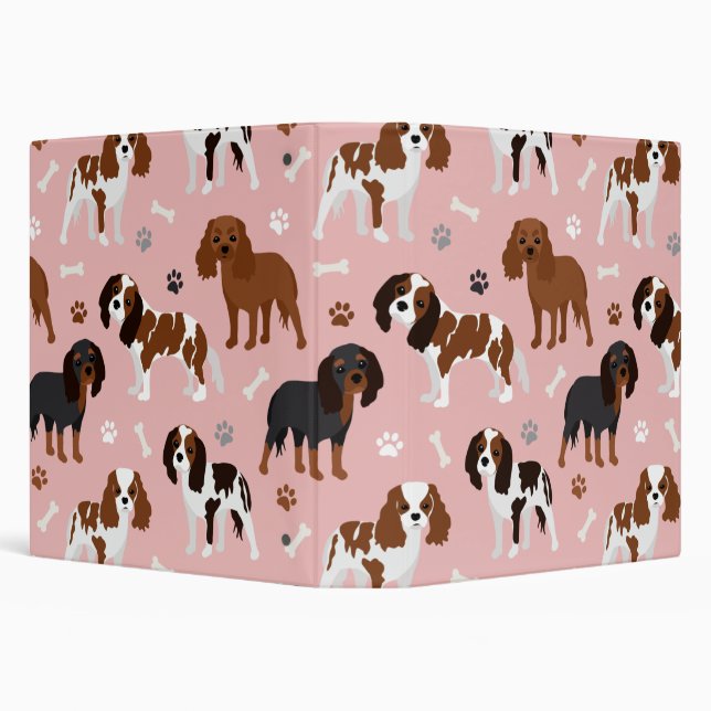 Cavalier King Charles Spaniel Paws and Bones 3 Rin Ring Binder (Background)