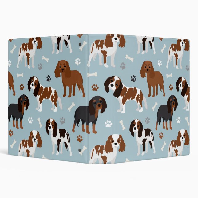 Cavalier King Charles Spaniel Paws and Bones 3 Ring Binder (Background)