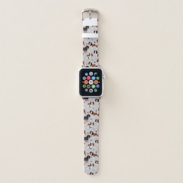 Cavalier King Charles Spaniel Paws and Bones Apple Watch Band (Front)