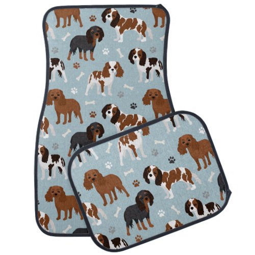 Cavalier King Charles Spaniel Paws and Bones Car Floor Mat