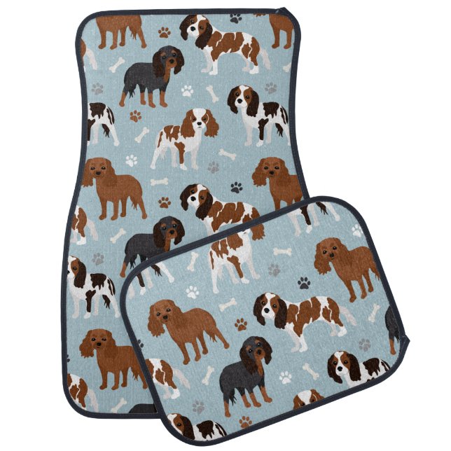 Cavalier King Charles Spaniel Paws and Bones Car Floor Mat (Set)