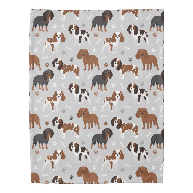 Cavalier King Charles Spaniel Paws and Bones Duvet (Front)
