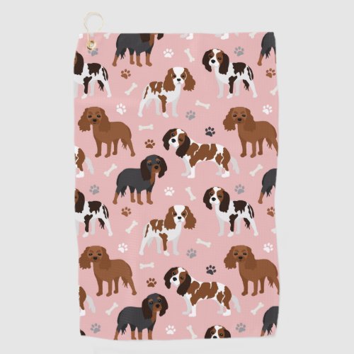 Cavalier King Charles Spaniel Paws and Bones Golf  Golf Towel