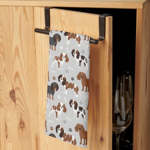 Cavalier King Charles Spaniel Paws and Bones Kitchen Towel