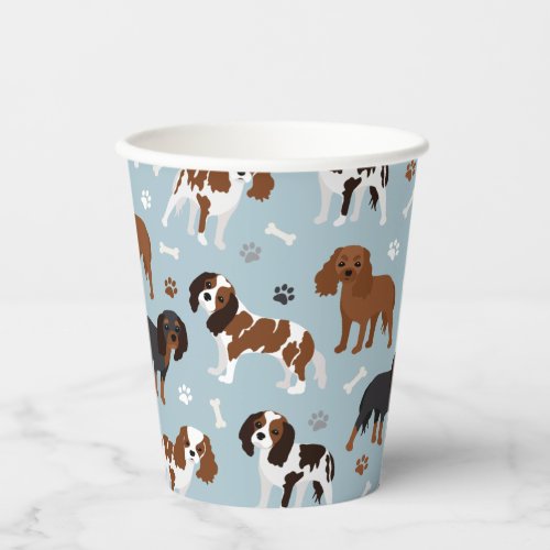 Cavalier King Charles Spaniel Paws and Bones Paper Cups