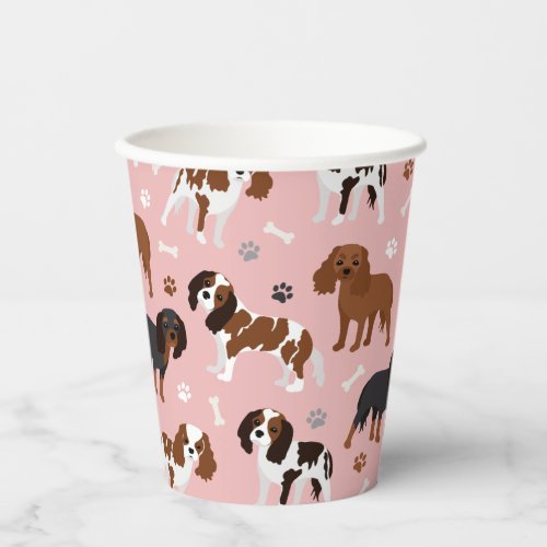 Cavalier King Charles Spaniel Paws and Bones Paper Paper Cups