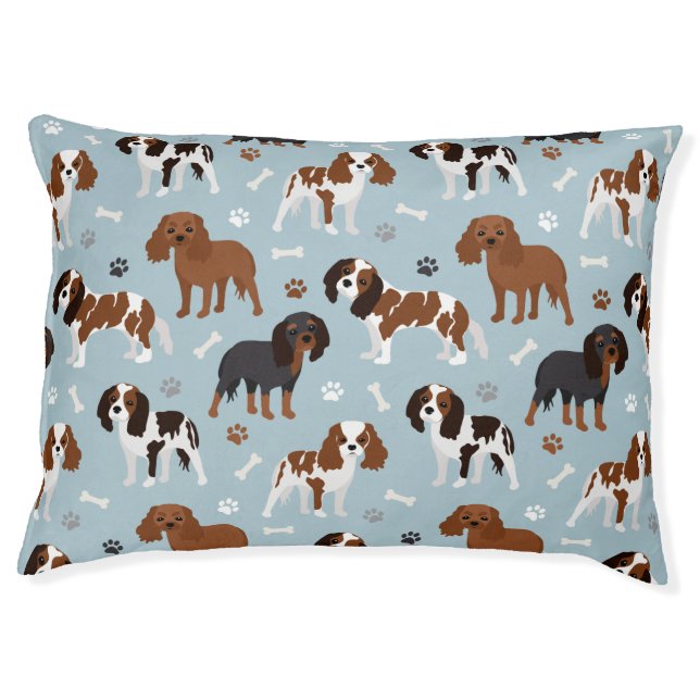 Cavalier King Charles Spaniel Paws and Bones Pet Bed (Front)