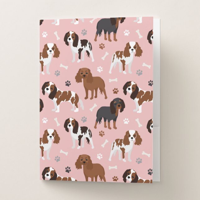 Cavalier King Charles Spaniel Paws and Bones Pocke Pocket Folder (Front)
