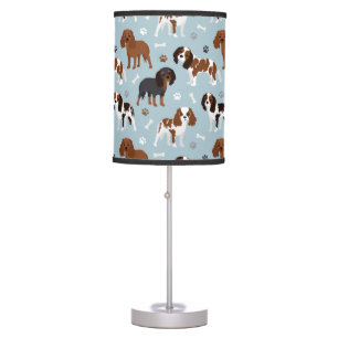 Cavalier King Charles Spaniel Paws and Bones Table Lamp