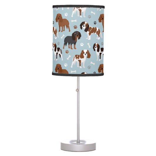 Cavalier King Charles Spaniel Paws and Bones Table Lamp (Front)