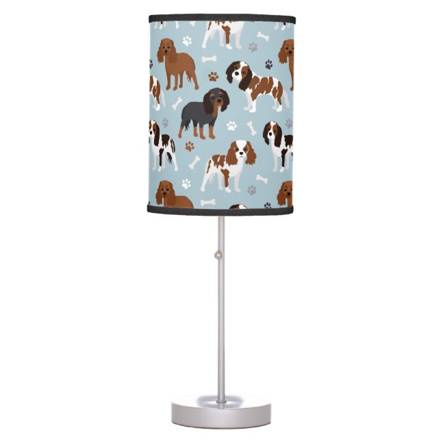 Cavalier King Charles Spaniel Paws and Bones Table Lamp (Front)