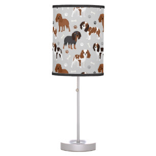 Cavalier King Charles Spaniel Paws and Bones Table Lamp