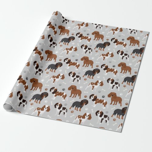 Cavalier King Charles Spaniel Paws and Bones Wrapp Wrapping Paper