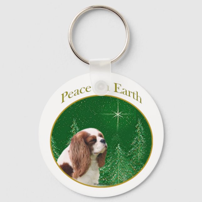Cavalier King Charles Spaniel Peace Keychain (Front)