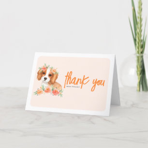 Cavalier King Charles Spaniel Peach Dog Birthday Letterpress Thank You Card