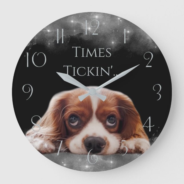 Cavalier King Charles Spaniel Personalize Large Clock (Front)