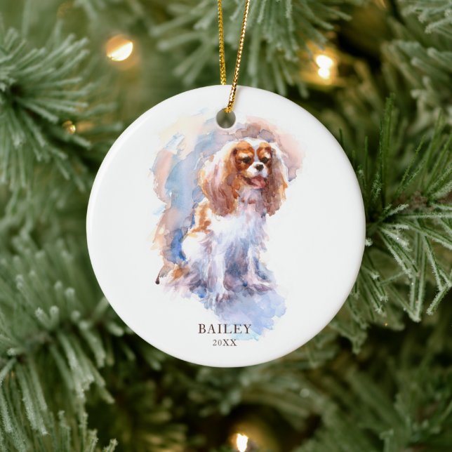 Cavalier King Charles Spaniel Pet Dog Custom Ceramic Ornament (Tree)