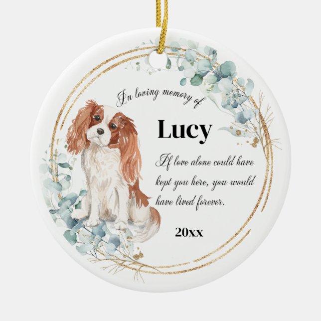 Cavalier King Charles Spaniel Pet Memorial Ceramic Ornament (Front)