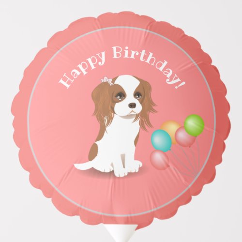 Cavalier King Charles Spaniel Pink Happy Birthday Balloon