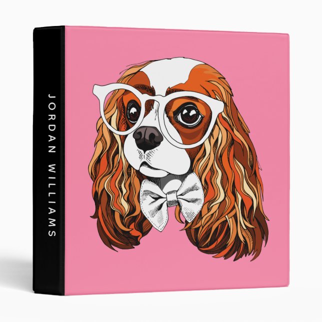 Cavalier King Charles Spaniel Portrait | Add Name 3 Ring Binder (Front/Spine)
