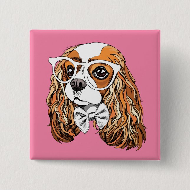 Cavalier King Charles Spaniel Portrait Button (Front)