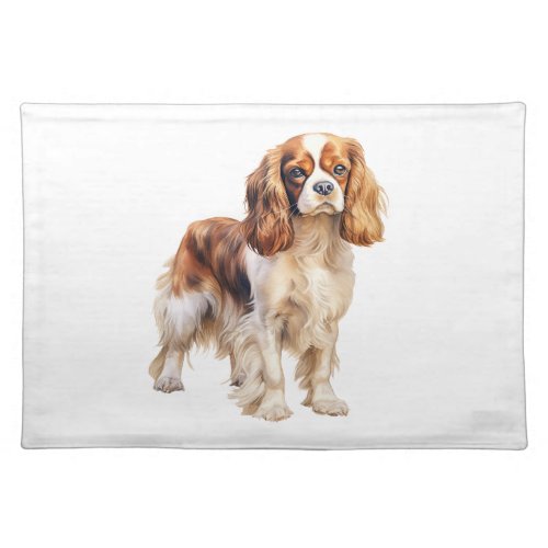 Cavalier King Charles Spaniel print Dog art print  Cloth Placemat