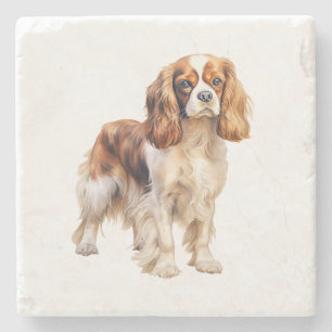 Cavalier King Charles Spaniel print Dog art print  Stone Coaster