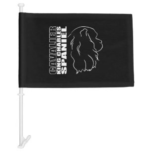 Cavalier King Charles Spaniel Profile dog mom Car Flag