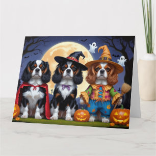 Cavalier King Charles Spaniel Pumpkin Halloween Card