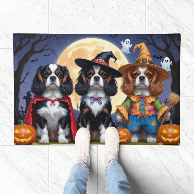 Cavalier King Charles Spaniel  Pumpkin Halloween Doormat (Indoor)