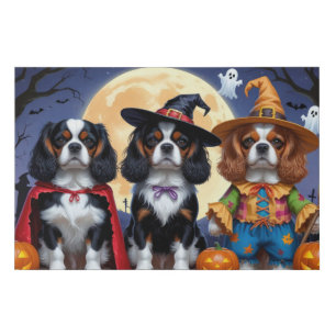 Cavalier King Charles Spaniel Pumpkin Halloween Faux Canvas Print