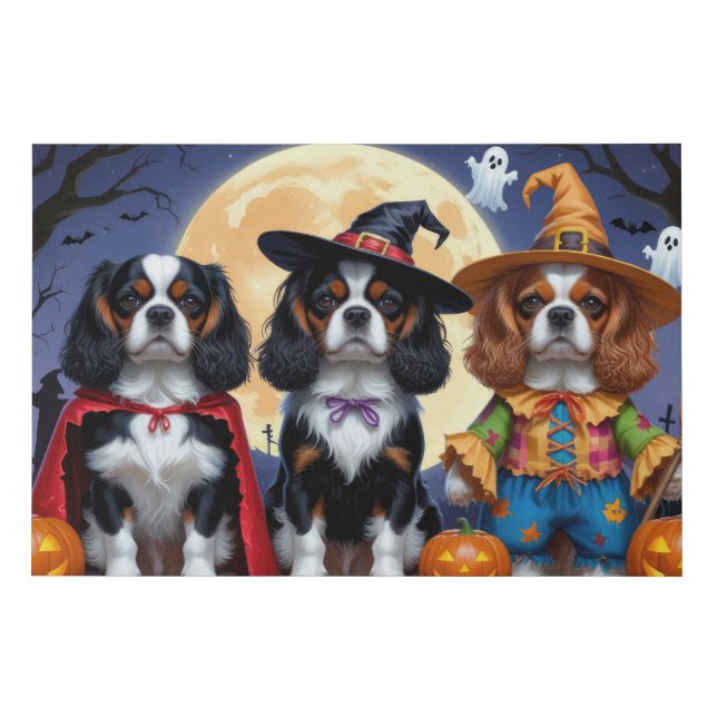 Cavalier King Charles Spaniel  Pumpkin Halloween Faux Canvas Print (Front)
